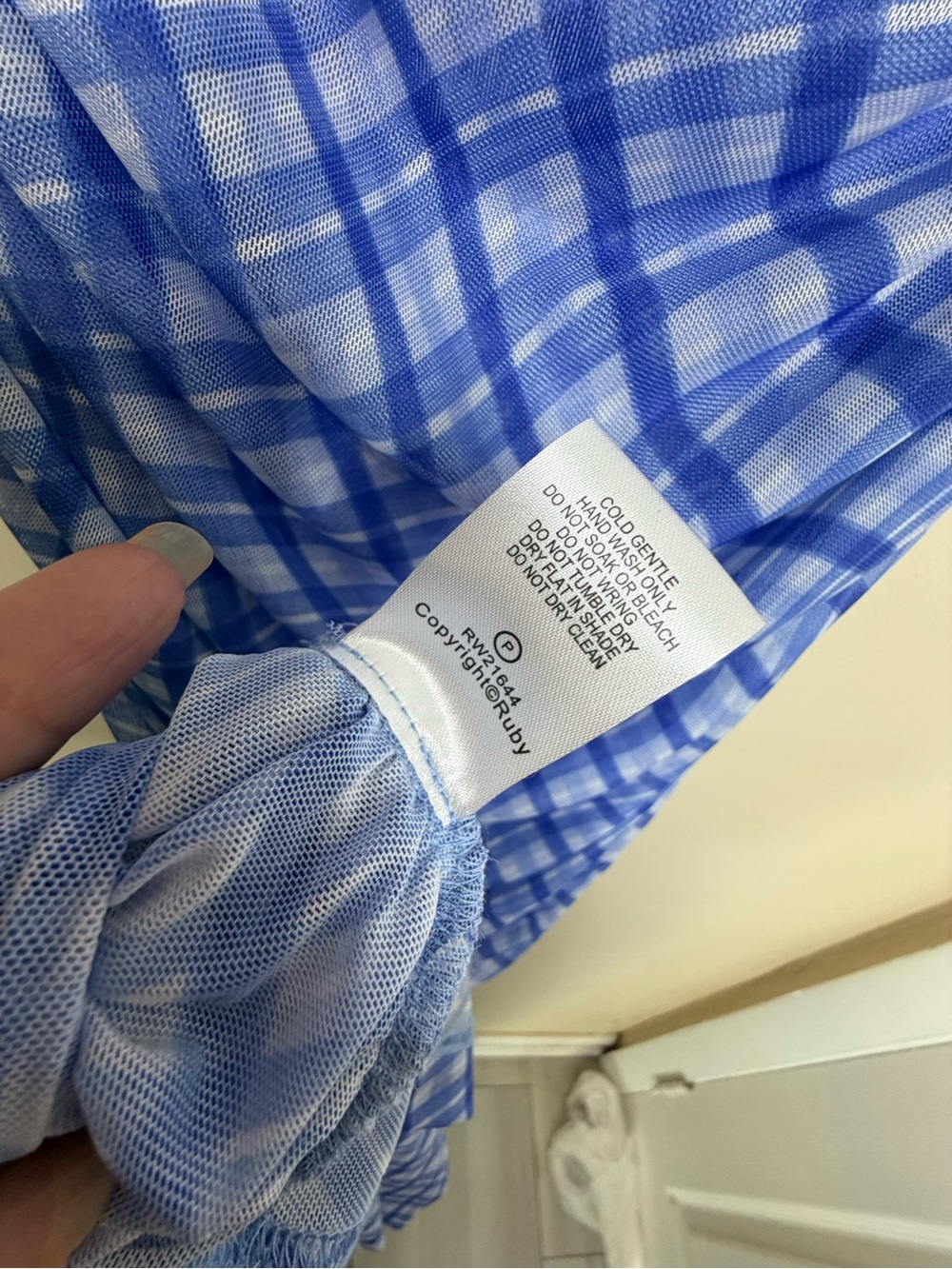 Ruby Rd. Blue Plaid Strapless Ruched Maxi Dress - Picture 5 of 6